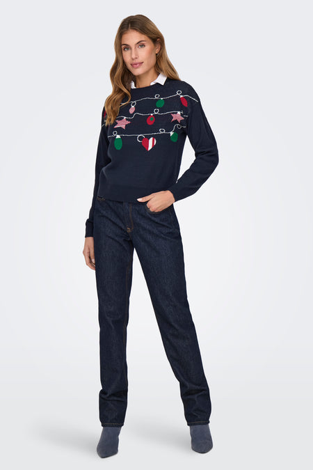 ONLXMAS LS BALLOON O-NECK BOX KNT