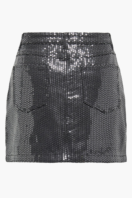 Zilveren korte rok van ONLY®, bedekt met glanzende pailletten en voorzien van achterzakken.