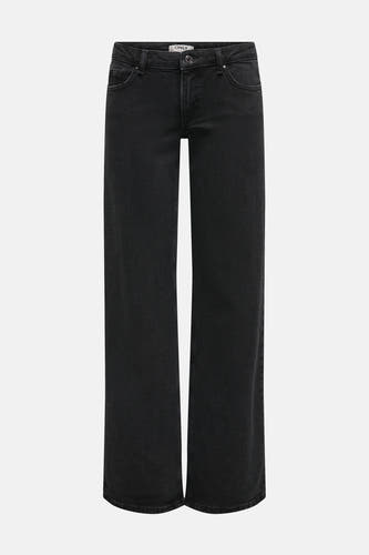 Donkergrijze wijde jeans van ONLY, effen kleur en denim textuur.