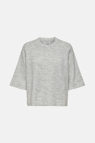 Sweat gris à col rond de ONLY, avec des manches courtes et une texture fine trée.