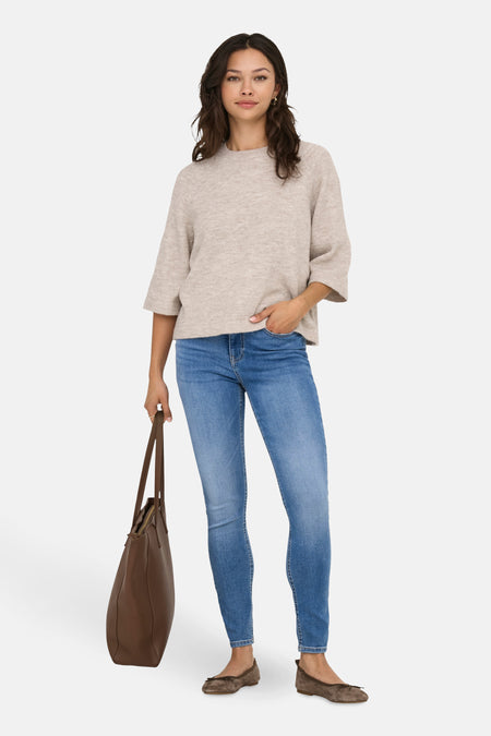 Pull met ronde hals - beige