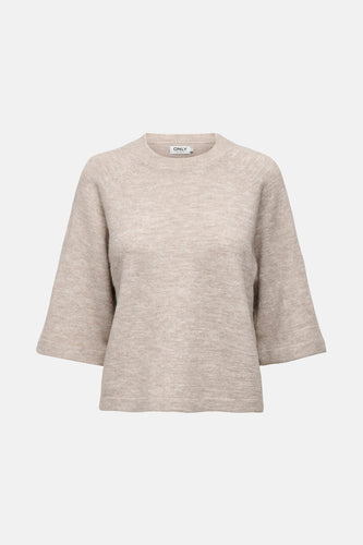Pull met ronde hals - beige