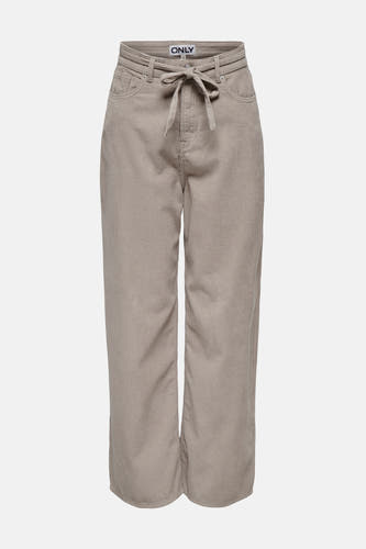 Pantalon beige de ONLY avec une large jambe, un cordon et une texture velours.