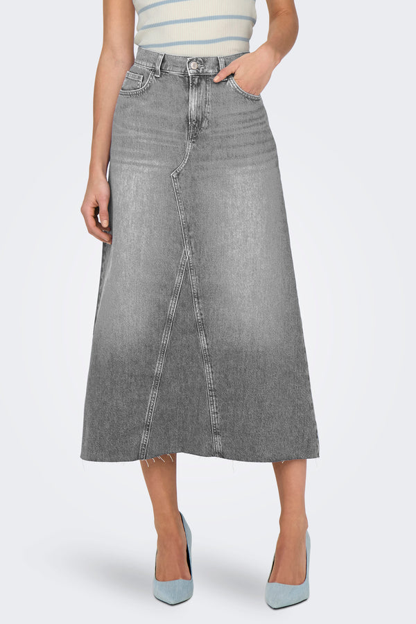 Rok (lang) Light grey denim - ONLY®