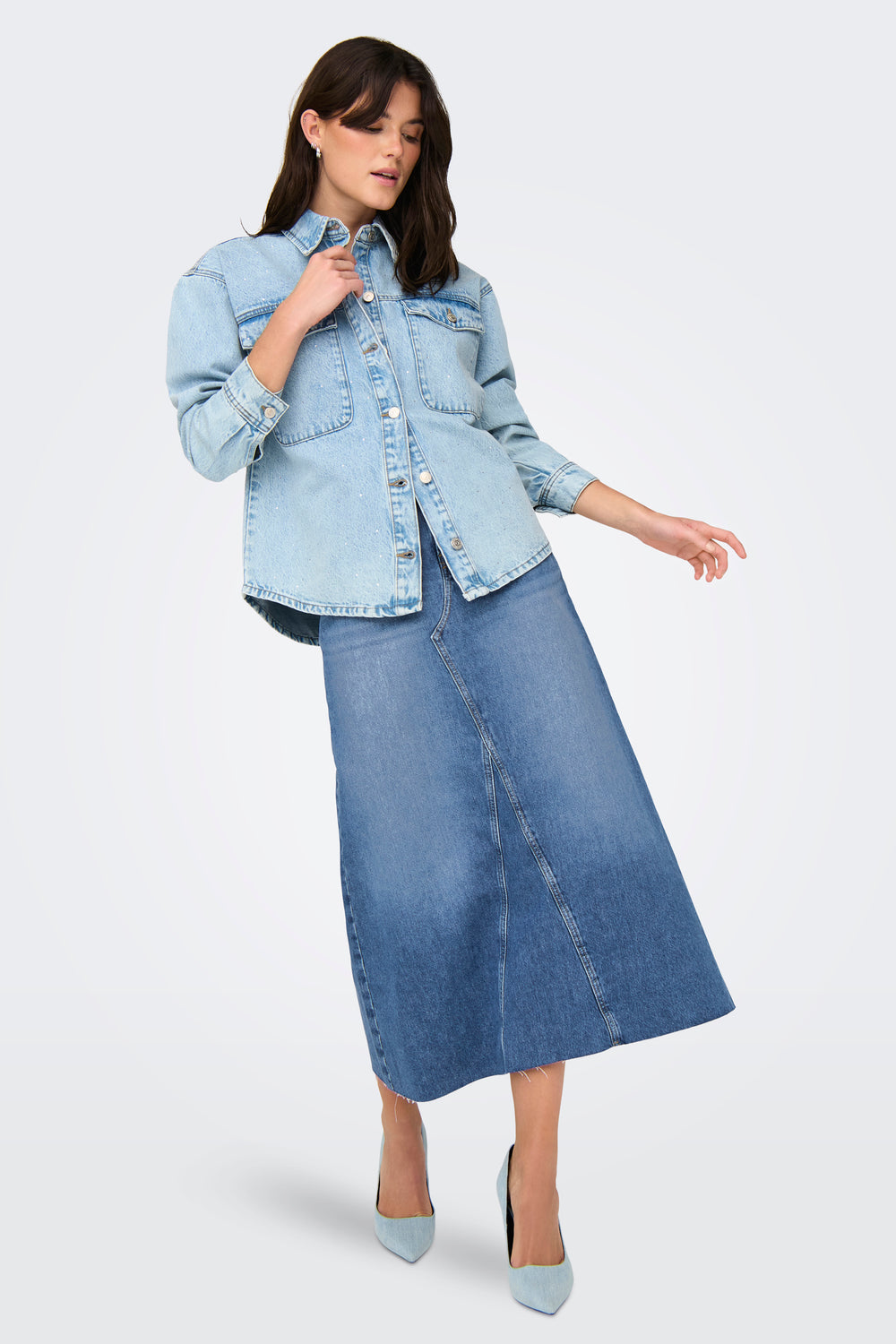 Rok (lang) Mid blue denim - ONLY®