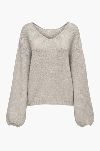 Pull met V-hals - ecru