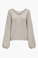 Pull met V-hals - ecru