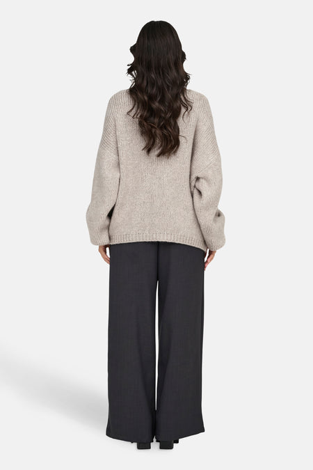 Pull met V-hals - ecru
