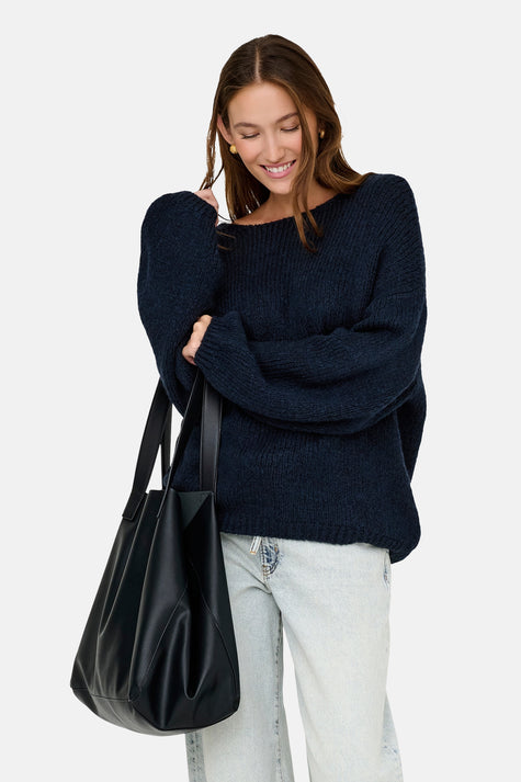 Trui met V-hals blauw - JDY
