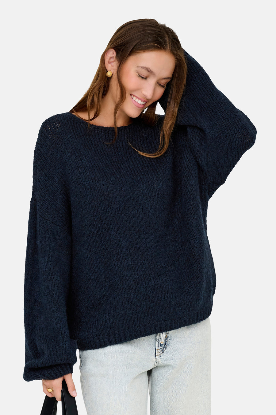 Pull à col en V - Bleu foncé - JDY