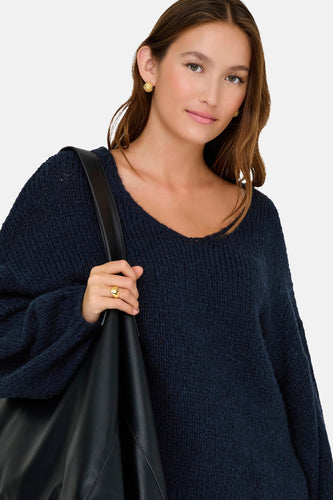 Pull à col en V - Bleu foncé - JDY