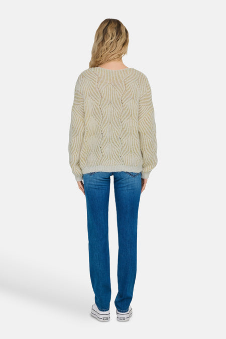 Pull à col en V - Beige