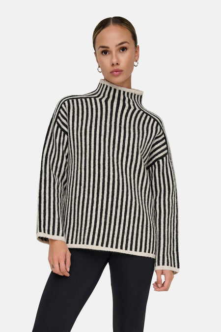 ONLGRO LIFE LS STRIPE HIGH NECK KNT