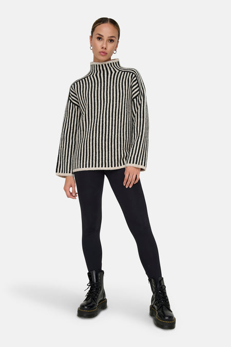 ONLGRO LIFE LS STRIPE HIGH NECK KNT