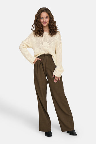 Pull met ronde hals - ecru