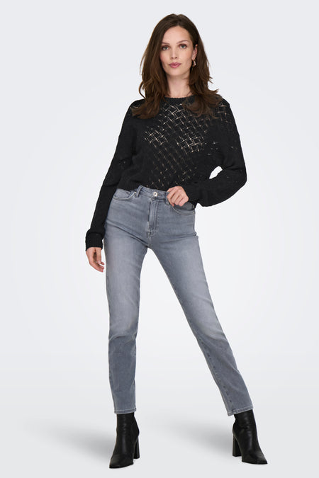 Pull met ronde hals - zwart