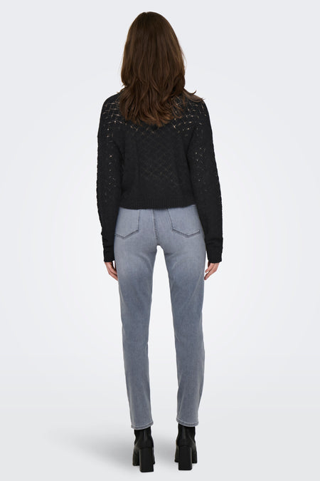 Pull met ronde hals - zwart