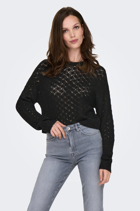 Pull met ronde hals - zwart