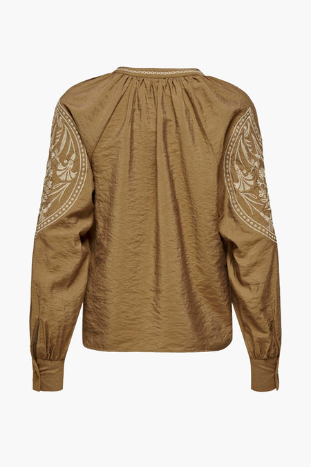 Blouse met lange mouwen - bruin
