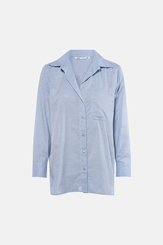Blauw overhemd met lange mouwen van ONLY, met knoopsluiting en een borstzak.