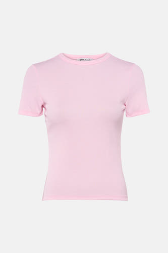 T-shirt rose à manches courtes de ONLY, en côtelé et avec un design simple.