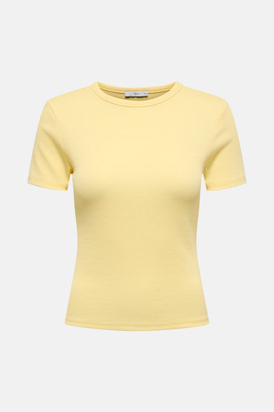 Geel T-shirt met korte mouwen van ONLY, met een geribbelde textuur.