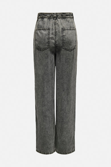 Grijze denim broek van ONLY, met zakken en elastische tailleband.