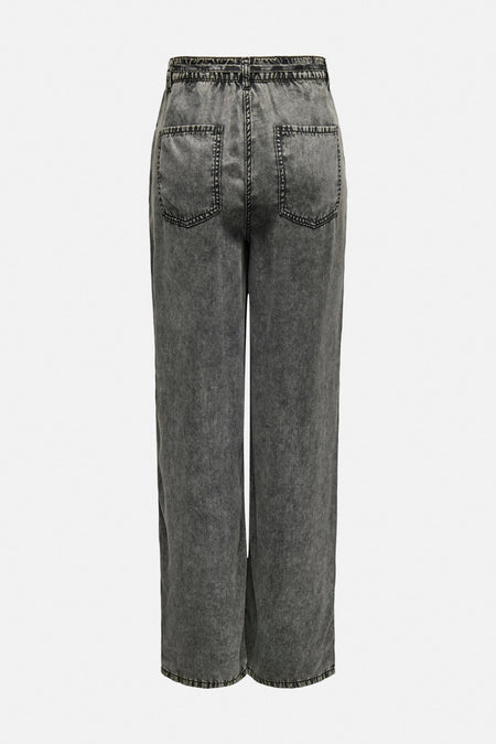 Grijze denim broek van ONLY, met zakken en elastische tailleband.