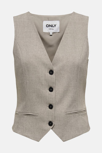 Beige blazer van ONLY, met knoopsluiting en subtiele zakdetails.