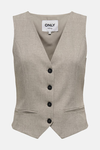 Beige damesblazer van ONLY, met knoopsluiting en subtiele zakken.