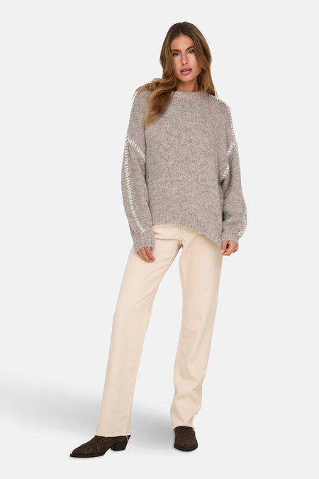 JDYZOEY LIFE L/S ON STITCH PULL KNT NOOS