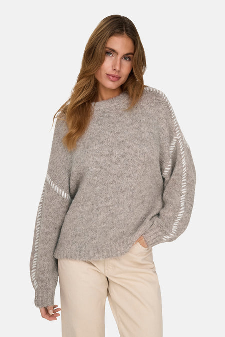 JDYZOEY LIFE L/S ON STITCH PULL KNT NOOS