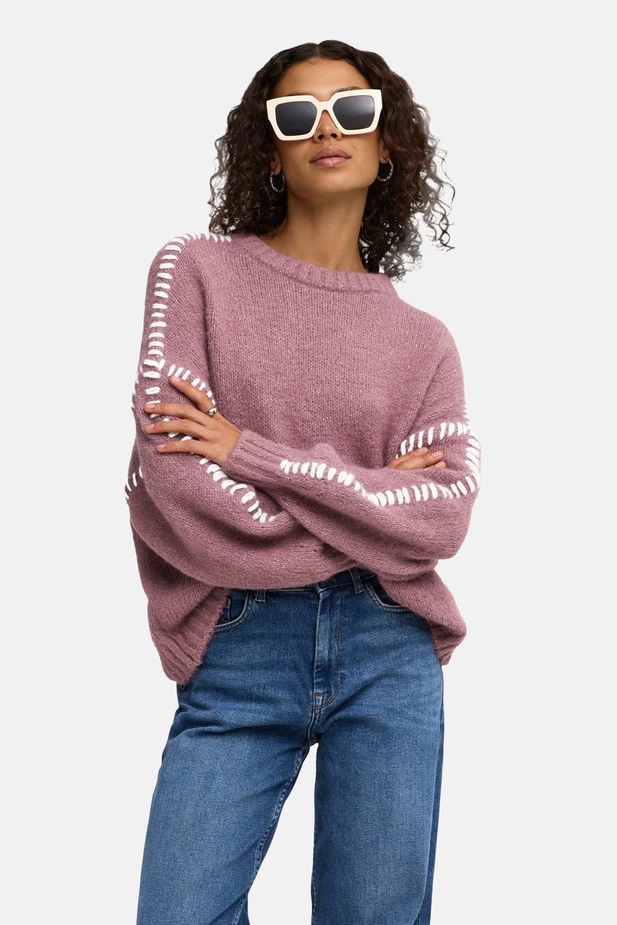 Trui met ronde hals roze - JDY