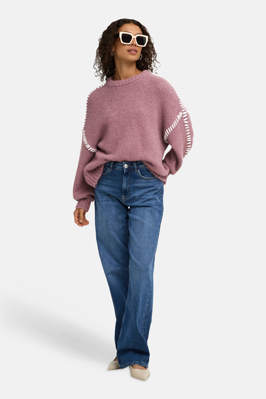 Trui met ronde hals roze - JDY