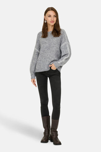 Pull met ronde hals - grijs - JDY