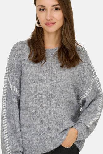 Pull met ronde hals - grijs - JDY