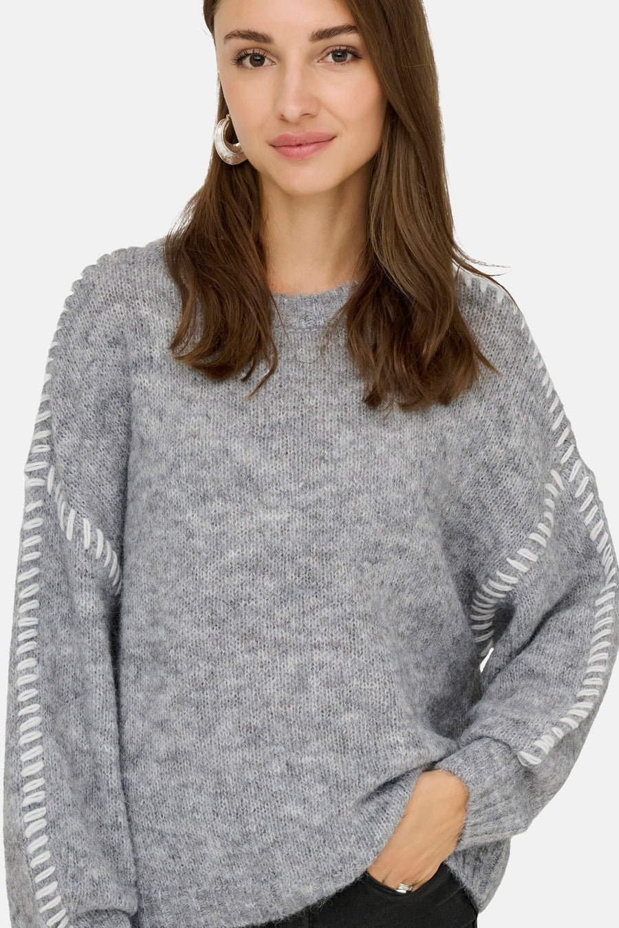 Pull met ronde hals - grijs - JDY