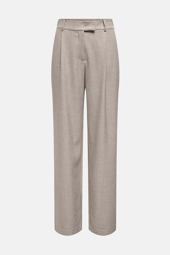 Beige kostuumbroek van ONLY, met plooien aan de voorkant en een rechte pijp.