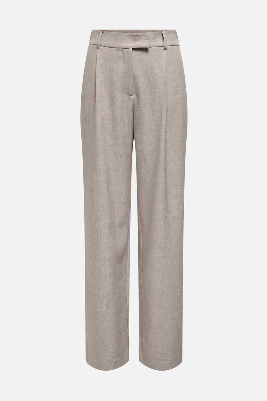 Beige kostuumbroek van ONLY, met plooien aan de voorkant en een rechte pijp.