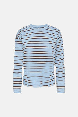 T-shirt à manches longues bleu à rayures marron et blanches d'ONLY.