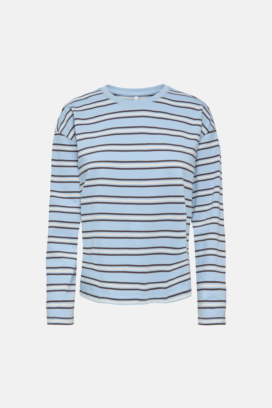 T-shirt à manches longues bleu à rayures marron et blanches d'ONLY.