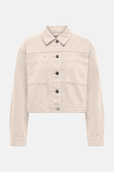 Mauve court manteau d'ONLY, avec des manches longues et une fermeture à boutons.