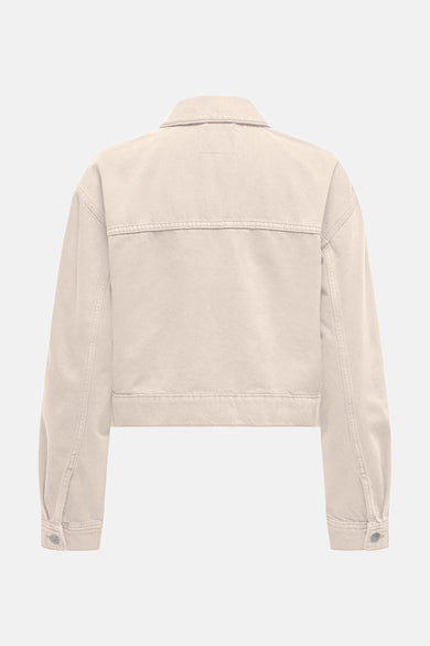 Gilet écru ONLY, vu de dos, avec des manches longues et un col classique.