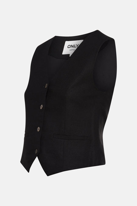 Zwarte blazer van ONLY, met knoopsluiting en subtiel zakdetail.