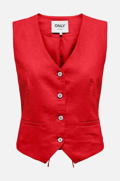 Rode blazer van ONLY, met knoopsluiting en subtiele zakdetails.