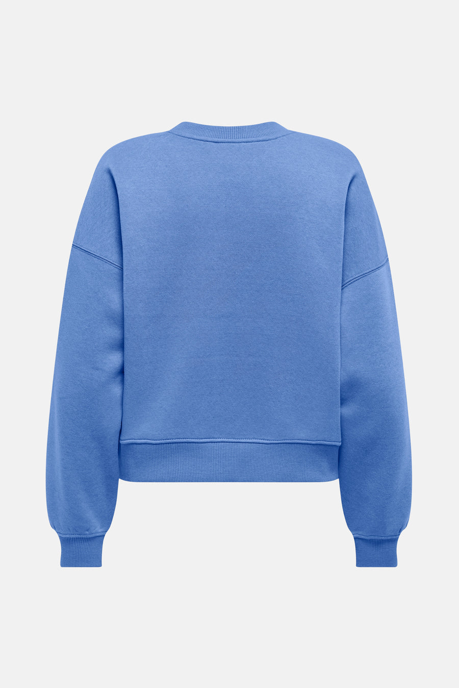 Blauwe sweater met lange mouwen.