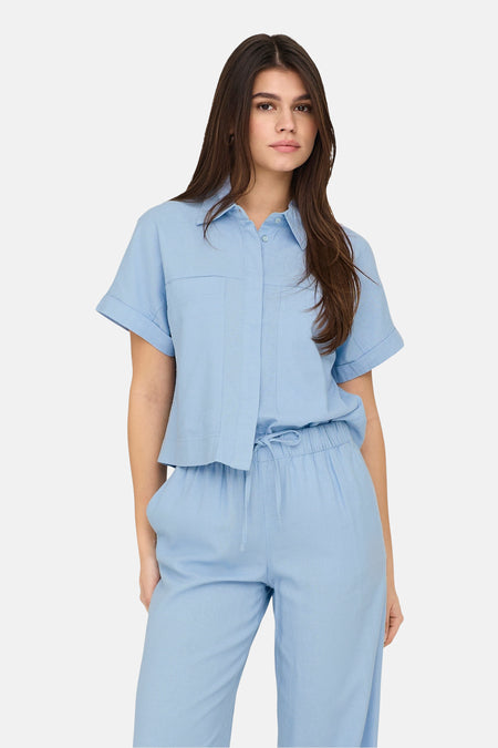 ONLCARO S/S LINEN BL BOXY SHIRT CC PNT