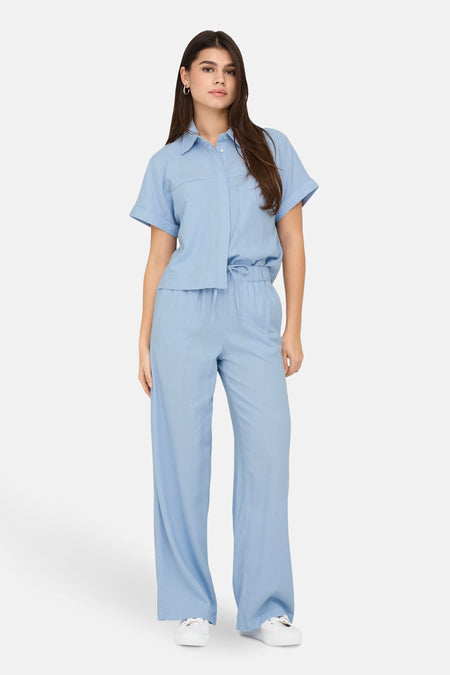 ONLCARO S/S LINEN BL BOXY SHIRT CC PNT