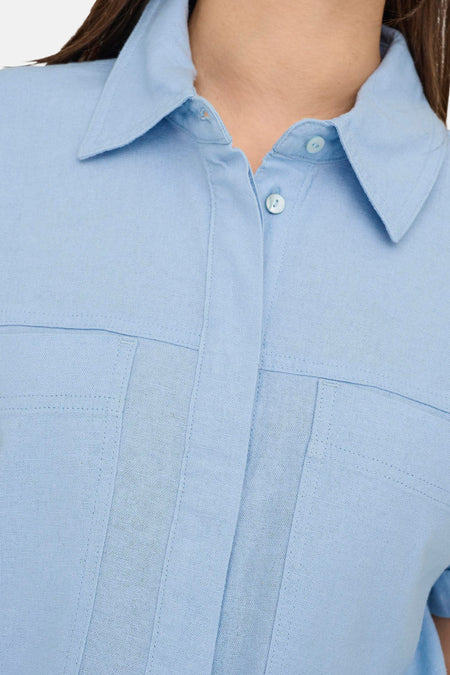 ONLCARO S/S LINEN BL BOXY SHIRT CC PNT