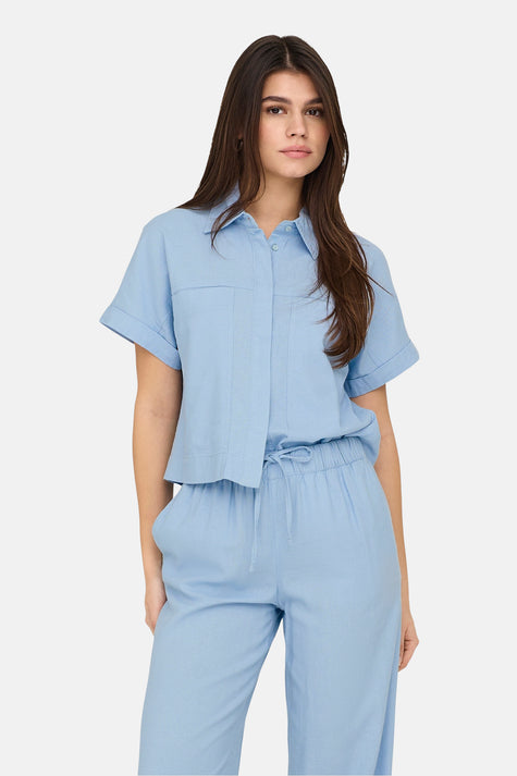 ONLCARO S/S LINEN BL BOXY SHIRT CC PNT